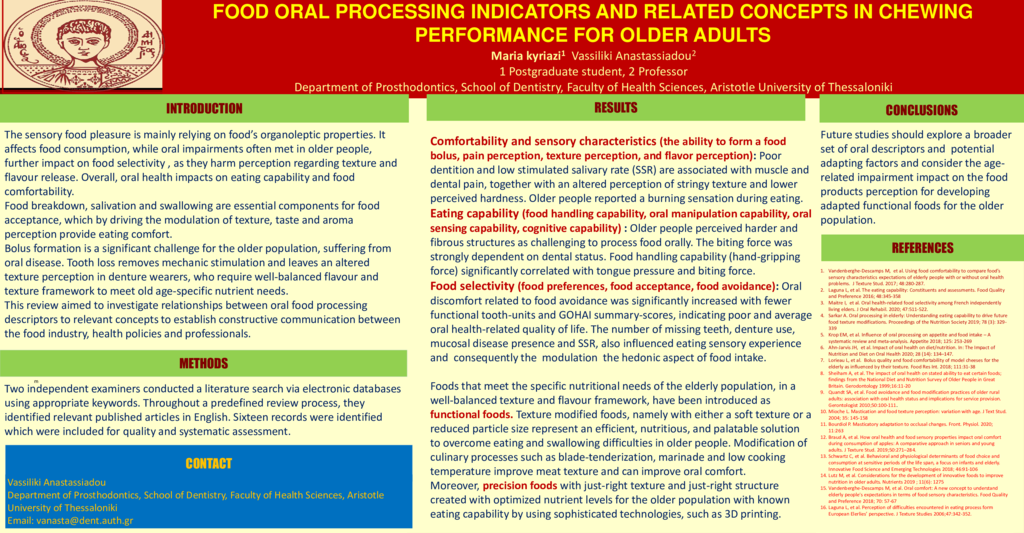 Food oral processing indicators and related concepts in chewing performance for older adults