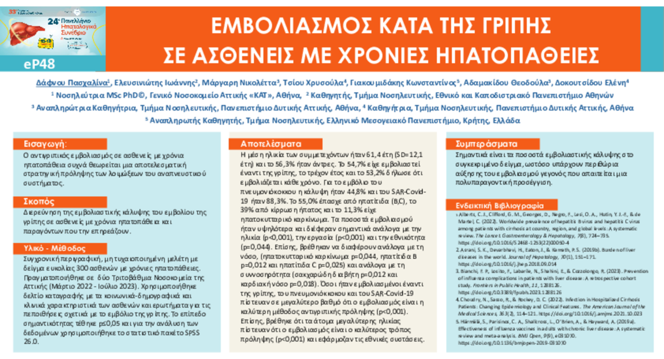 eP48 EMBOΛΙΑΣΜΟΣ ΚΑΤΑ ΤΗΣ ΓΡΙΠΗΣ ΣΕ ΑΣΘΕΝΕΙΣ ΜΕ ΧΡΟΝΙΕΣ ΗΠΑΤΟΠΑΘΕΙΕΣ