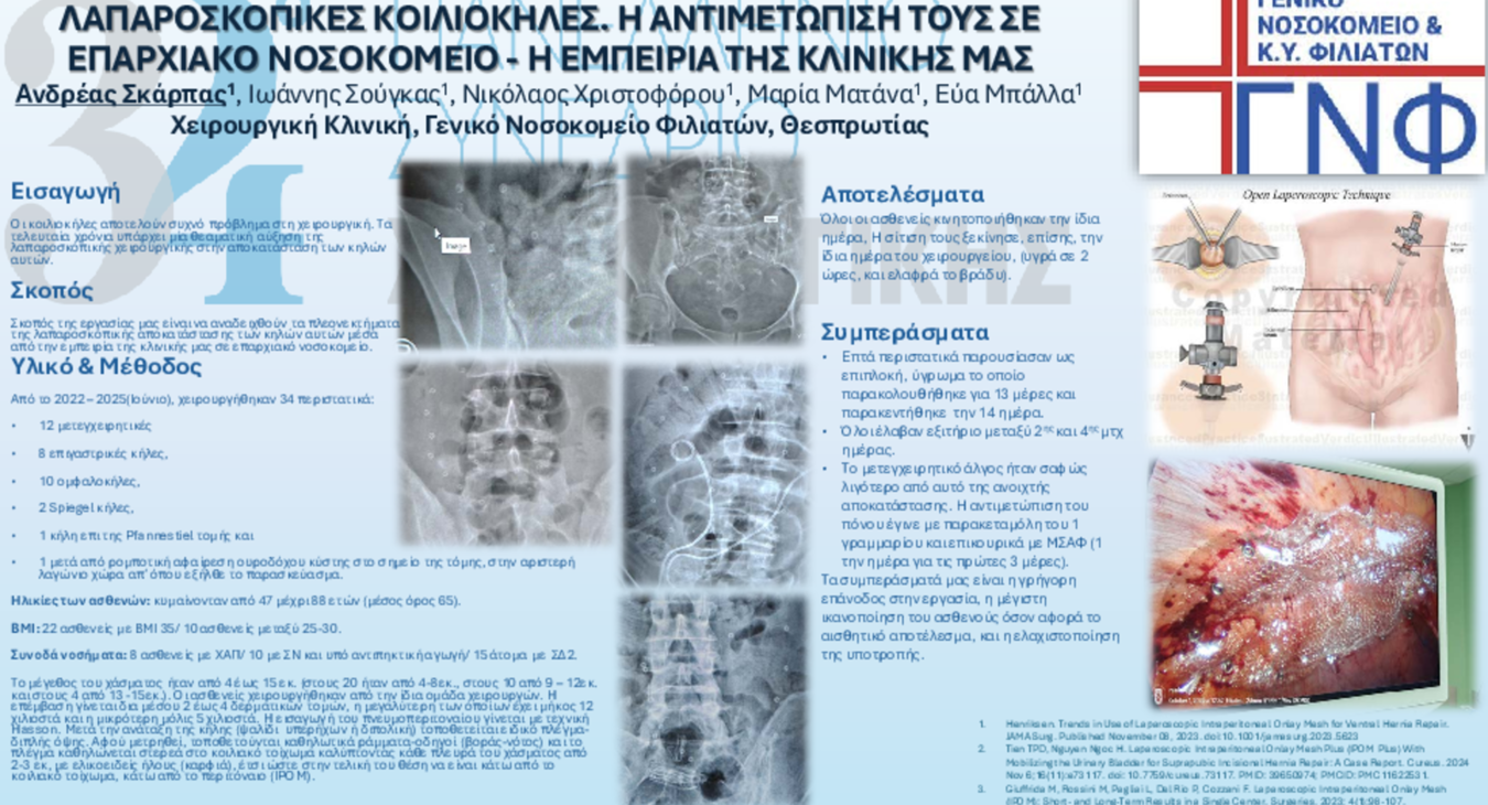 ΛΑΠΑΡΟΣΚΟΠΙΚΕΣ ΚΟΙΛΙΟΚΗΛΕΣ - ΑΝΤΙΜΕΤΩΠΙΣΗ ΤΟΥΣ ΣΕ ΕΠΑΡΧΙΑΚΟ ΝΟΣΟΚΟΜΕΙΟ