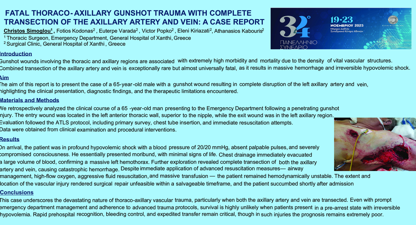 FATAL THORACO-AXILLARY GUNSHOT TRAUMA WITH COMPLETE TRANSECTION OF THE AXILLARY ARTERY AND VEIN: A CASE REPORT
