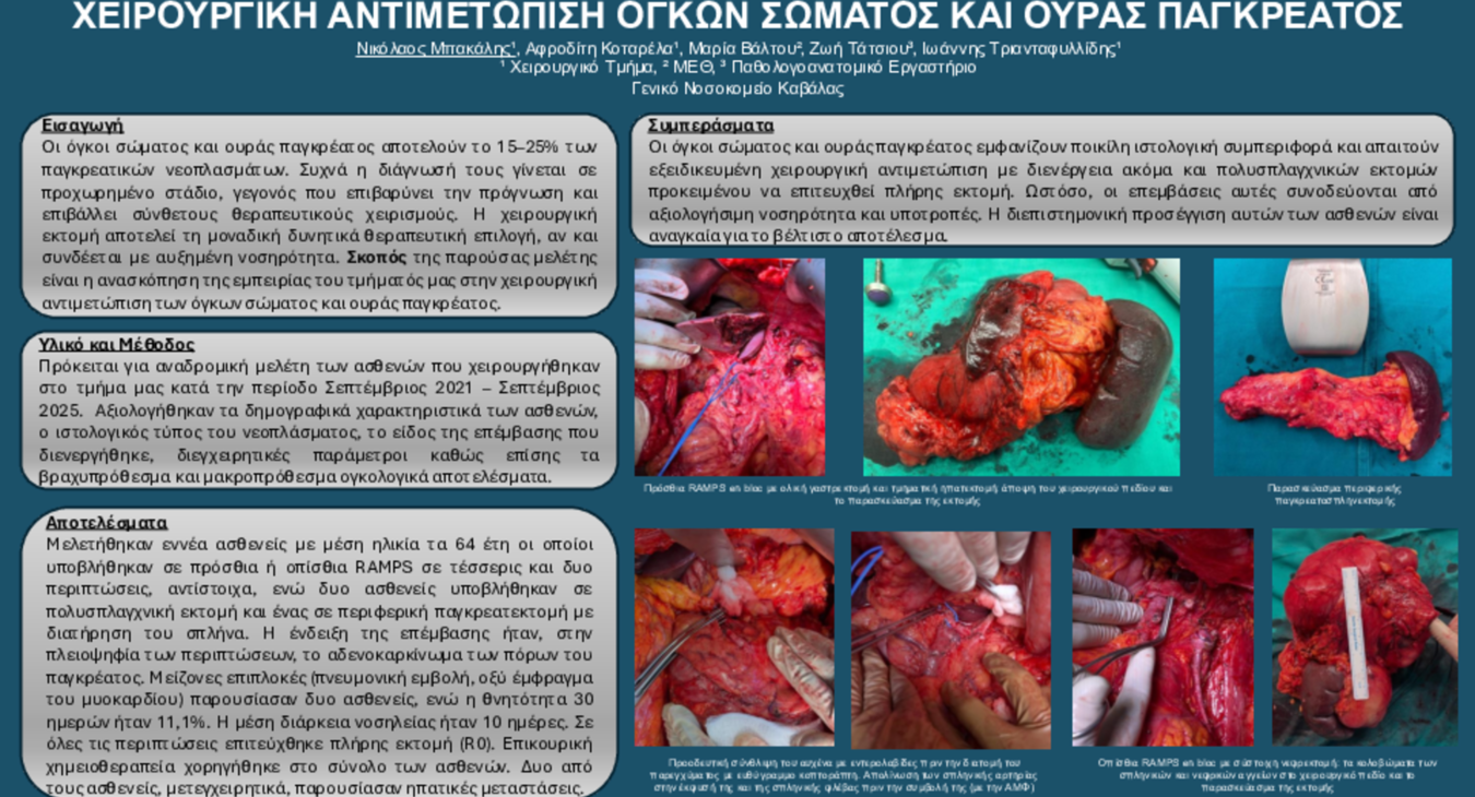ΧΕΙΡΟΥΡΓΙΚΗ ΑΝΤΙΜΕΤΩΠΙΣΗ ΟΓΚΩΝ ΣΩΜΑΤΟΣ ΚΑΙ ΟΥΡΑΣ ΠΑΓΚΡΕΑΤΟΣ
